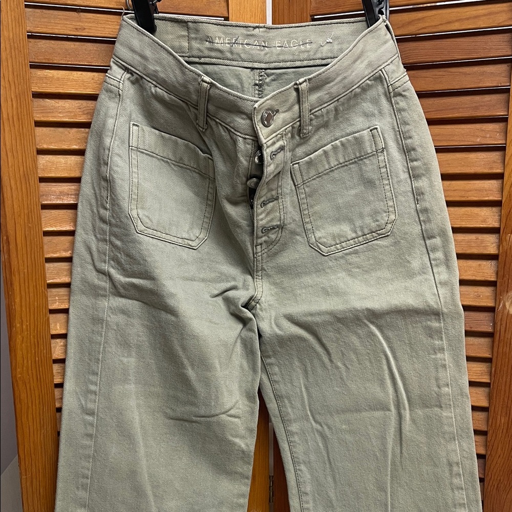 American Eagle Sage Green Denim Cropped Pants